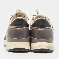 Zegna Black/Grey Suede and Fabric Athletic Sneakers Size 42.5