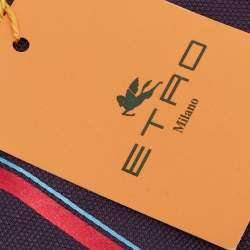 Pre Owned ربطة عنق تقليدية ايترو حرير مخططة بقطر لونين وزرقاء كحلية