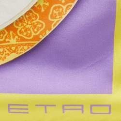 Etro Yellow/Purple Spaghetti Print Silk Pocket Square