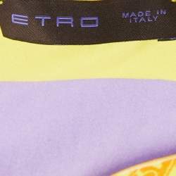 Etro Yellow/Purple Spaghetti Print Silk Pocket Square