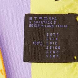 Etro Yellow/Purple Spaghetti Print Silk Pocket Square