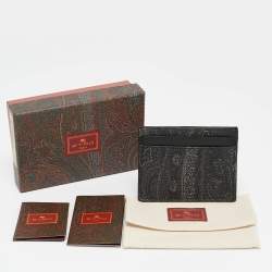 Etro Black Paisley Print Coated Canvas Card Holder