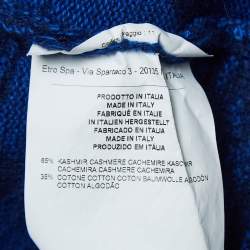 Pre Owned Etro Blue Paisley Knit Crew Neck Sweater XXL