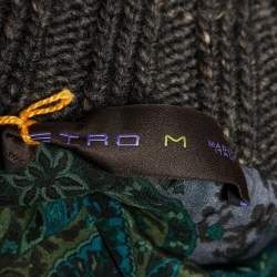 Etro Grey Cable Knit Wool Button front Cardigan M 
