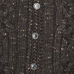 Etro Grey Cable Knit Wool Button front Cardigan M 