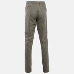 Pre Owned Etro Grey Pinstripe Wool Blend Trousers XXXL