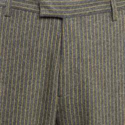 Pre Owned Etro Grey Pinstripe Wool Blend Trousers XXXL