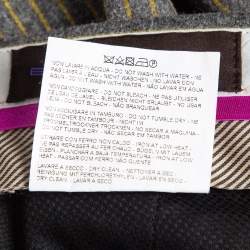 Pre Owned Etro Grey Pinstripe Wool Blend Trousers XXXL
