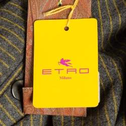 Pre Owned Etro Grey Pinstripe Wool Blend Trousers XXXL