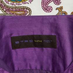 Pre Owned Etro Purple Cotton Paisley Printed Collar Button Front Shirt XXXL