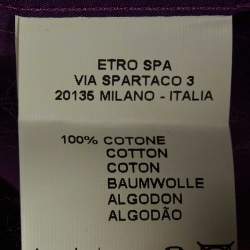 Pre Owned Etro Purple Cotton Paisley Printed Collar Button Front Shirt XXXL