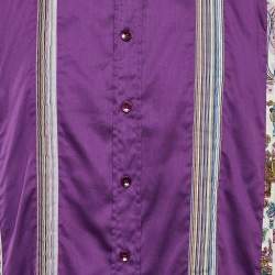 Pre Owned Etro Purple Cotton Paisley Printed Collar Button Front Shirt XXXL