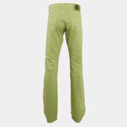 Pre Owned Etro Green Denim Badge Detail Jeans XXL Waist 38"