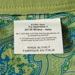 Pre Owned Etro Green Denim Badge Detail Jeans XXL Waist 38"