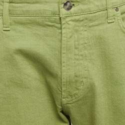 Pre Owned Etro Green Denim Badge Detail Jeans XXL Waist 38"