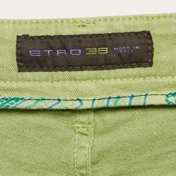 Pre Owned Etro Green Denim Badge Detail Jeans XXL Waist 38"