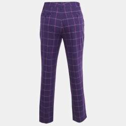 Etro Purple Checked Wool Tapered Trousers M