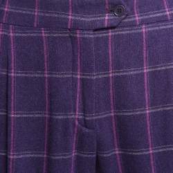 Etro Purple Checked Wool Tapered Trousers M