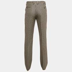 Pre Owned Etro Brown/Beige Gingham Wool Trousers L