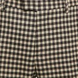 Pre Owned Etro Brown/Beige Gingham Wool Trousers L