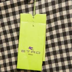 Pre Owned Etro Brown/Beige Gingham Wool Trousers L