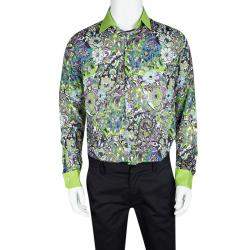 Pre Owned قميص إيترو أزرار أمامية أكمام طويلة كتان مطبوع متعدد الألوان L