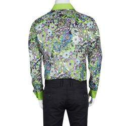 Pre Owned قميص إيترو أزرار أمامية أكمام طويلة كتان مطبوع متعدد الألوان L