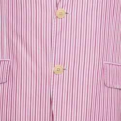 Etro Pink Striped Cotton Single Breasted Blazer XXL