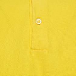 Pre Owned Etro Yellow Cotton Pique Printed Collar Polo T-Shirt XXL