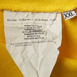Pre Owned Etro Yellow Cotton Pique Printed Collar Polo T-Shirt XXL