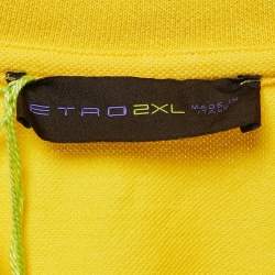 Pre Owned Etro Yellow Cotton Pique Printed Collar Polo T-Shirt XXL