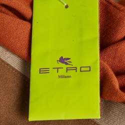 Pre Owned Etro Orange Faux Suede Trim Knit Cardigan XXL