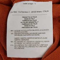 Pre Owned Etro Orange Faux Suede Trim Knit Cardigan XXL