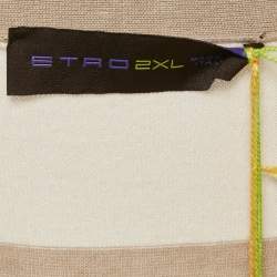 Pre Owned Etro Orange Faux Suede Trim Knit Cardigan XXL