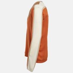 Pre Owned Etro Orange Faux Suede Trim Knit Cardigan XXL