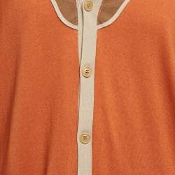 Pre Owned Etro Orange Faux Suede Trim Knit Cardigan XXL