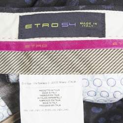 Pre Owned Etro Blue Paisley Prints Linen Trousers XXL