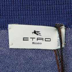 Pre Owned تي شيرت بولو إيترو قطن محبوك أزرق داكن مقاس صغير