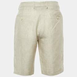 Pre Owned Etro Beige Linen Shorts M/Waist 35"