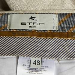 Pre Owned Etro Beige Linen Shorts M/Waist 35"