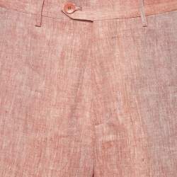 Pre Owned Etro Red Chambray Linen Shorts M/Waist 34"