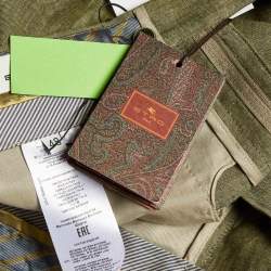 Pre Owned Etro Olive Green Melange Linen Shorts M/Waist 34"