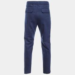 مملوكة مسبقًا Etro Navy Blue Fleece Wool SIde Striped Trousers M