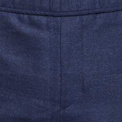 مملوكة مسبقًا Etro Navy Blue Fleece Wool SIde Striped Trousers M