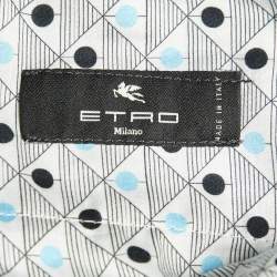 مملوكة مسبقًا Etro Navy Blue Fleece Wool SIde Striped Trousers M