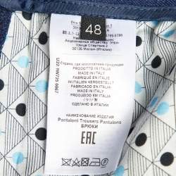 مملوكة مسبقًا Etro Navy Blue Fleece Wool SIde Striped Trousers M