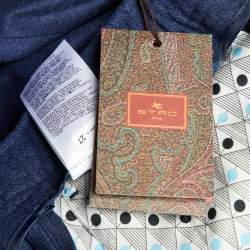 مملوكة مسبقًا Etro Navy Blue Fleece Wool SIde Striped Trousers M