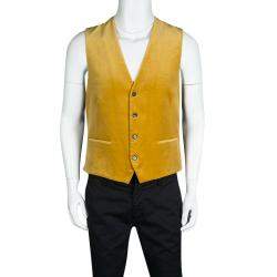 Pre Owned Etro Mustard Yellow Velvet Silk Panel Detail Minete Vest L