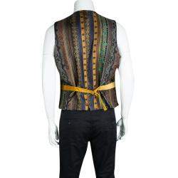 Pre Owned Etro Mustard Yellow Velvet Silk Panel Detail Minete Vest L