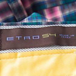 Etro Multicolor Plaid Checked Cotton Trousers L